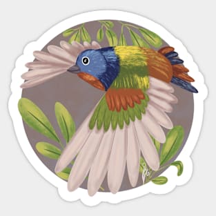 Flying Painted Bunting Dot Sticker